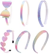 Lizioo Bow Headbands for Girls Glitter Headbands Thin Headbands for Kids Sweet Hairband Toddler H...
