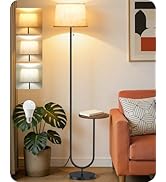 GOEBLESON Floor Lamp with Side Table, Standing Lamp for Living Room with Tray, Pull-Chain Switch,...