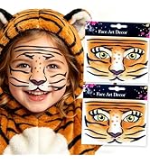 Tiger Face Glitter Stickers, Cute Animal Temporary Face Art Decals Sparkly Self-Adhesive Tiger Fa...