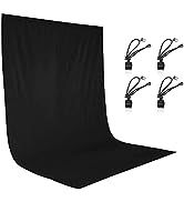 EMART 6 x 9 ft Photography Backdrop Background, Black Muslin Background Screen for Photo Video St...