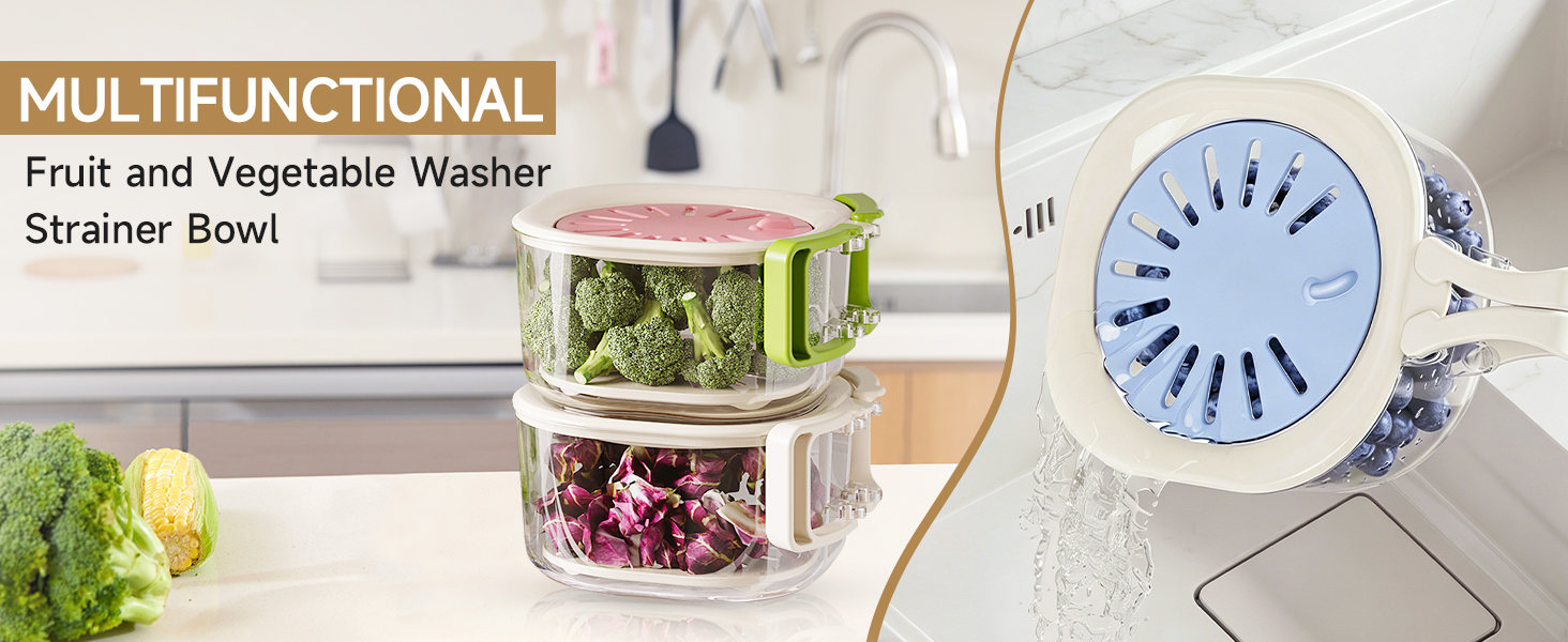 fruit washing bowl with strainer