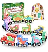 Zeoddler Toys for Toddlers, 11 Magnetic Wooden Dinosaur Train Set, Montessori Toys for Toddlers, ...