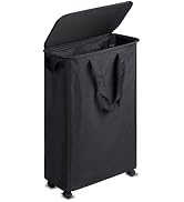 Vincona Slim Laundry Basket with Lid, 55L Small Laundry Basket with Handles, Tall Dirty Clothes H...