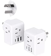 2 Pack Australia New Zealand Power Plug Adapter, Australia Travel Adapter with 3 American Outlets...