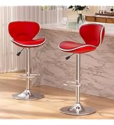 Bar Stools Set of 2, Adjustable Swivel Barstools for Kitchen Counter, Modern PU Leather Counter H...