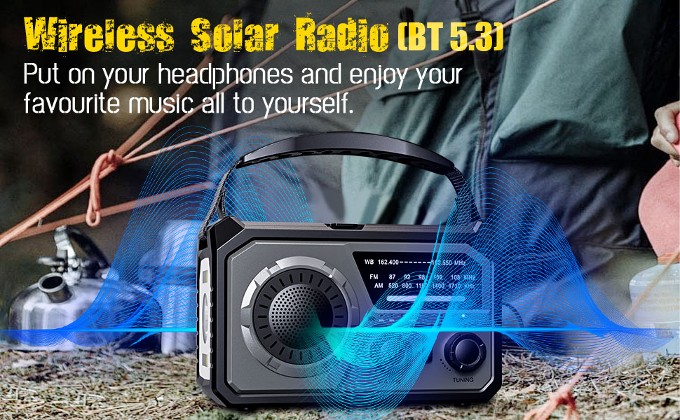 NOAA Weather Radio, Emergency Hand Crank Radio with Solar Charger, Portable Battery Operated