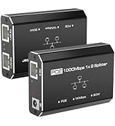 PoE Switch, Gigabit Ethernet Switch, Ethernet Splitter 1 to 2, 2-Port Gigabit PoE Extender, 1000M...