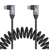 SMALLRIG USB C to USB C Coiled Data Cable (Angled to Angled), 90 Degree Type C Cable 20Gbps High ...
