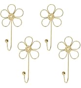 MOROBOR 4pcs Golden Flower Single Hooks Creative Wall Mounted Hooks for Hanging Scarves Towels Ke...