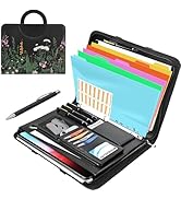 NATISERAUM Portfolio Binder 3 Ring Includes Pen and 5 Dividers with 10 Pockets, Padfolio Organize...