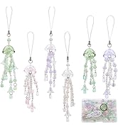 SUNNYCLUE 1 Box 6 Sets Phone Charms Kit Summer Hawaii Phone Charm Sea Ocean Animal Jellyfish Glas...