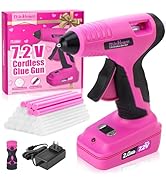 ThinkLearn Hot Glue Gun, 7.2V Pink Cordless Glue Gun with 25PCS Mini Glue Sticks, Rechargeable 15...