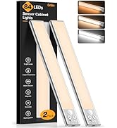 Gritin 10.2inch Under Cabinet Lighting Rechargeable -84 LED Super Bright,3-Color&amp; 5 Level Brightn...