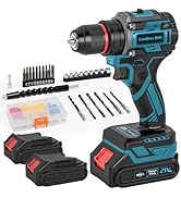 Cordless Drill, 21V Brushless Power Drill with Dual 2.0Ah Power Pack and Charger, Electric Drills...