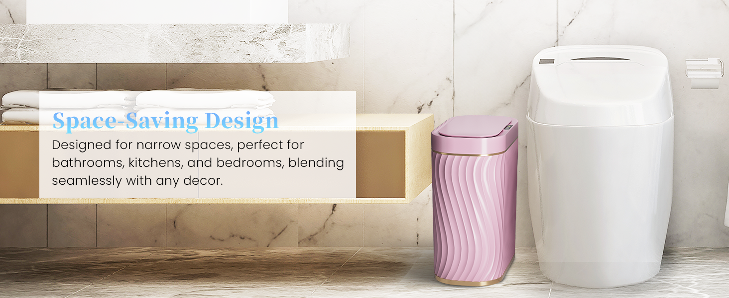 Pink Bathroom Trash can with Automatic Touchless Lid