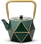 Toptier Cast Iron Teapot, Stovetop Safe Japanese Cast Iron Tea Kettle, Diamond Design Tea Pot wit...
