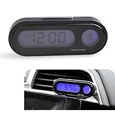 AWGUKA 1 PC Car Clocks, Dashboard Mini Clock, Multi-Functional Portable LCD Luminous Small Digita...