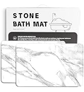 2 Pack Stone Bath Mat - Diatomaceous Earth Bath Mat Fast-Drying Stone Drying Mat Super Absorbent ...