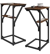 NEFROM C-Shaped End Tables, TV Trays Set of 2, Small Side Table for Couch, Sofa Table for Living ...