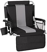 LET'S CAMP Folding Stadium Seat Bleacher Chair with Cup Holder, Mesh Bag and Hide Hooks, Portable...