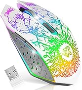 VEGCOO Wireless Gaming Mouse, Rechargeable Gaming Mouse, Silent Optical Mice with 2.4G USB Receiv...
