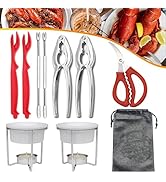 10PC Crab Lobster Crackers Tools, Butter Warmers for Seafood Tools Set Includes 2 Crab Crackers, ...