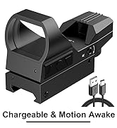 MidTen Rechargeable Motion Awake Green &amp; Red Dot Sight, 4 Adjustable Reticles Reflex Sight Scope ...