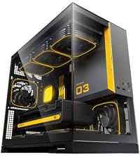 Geometric Future Model 3 Panoramic Tempered Glass Dual Chamber Micro-ATX Tower PC Case, 5 Pre-Instal...