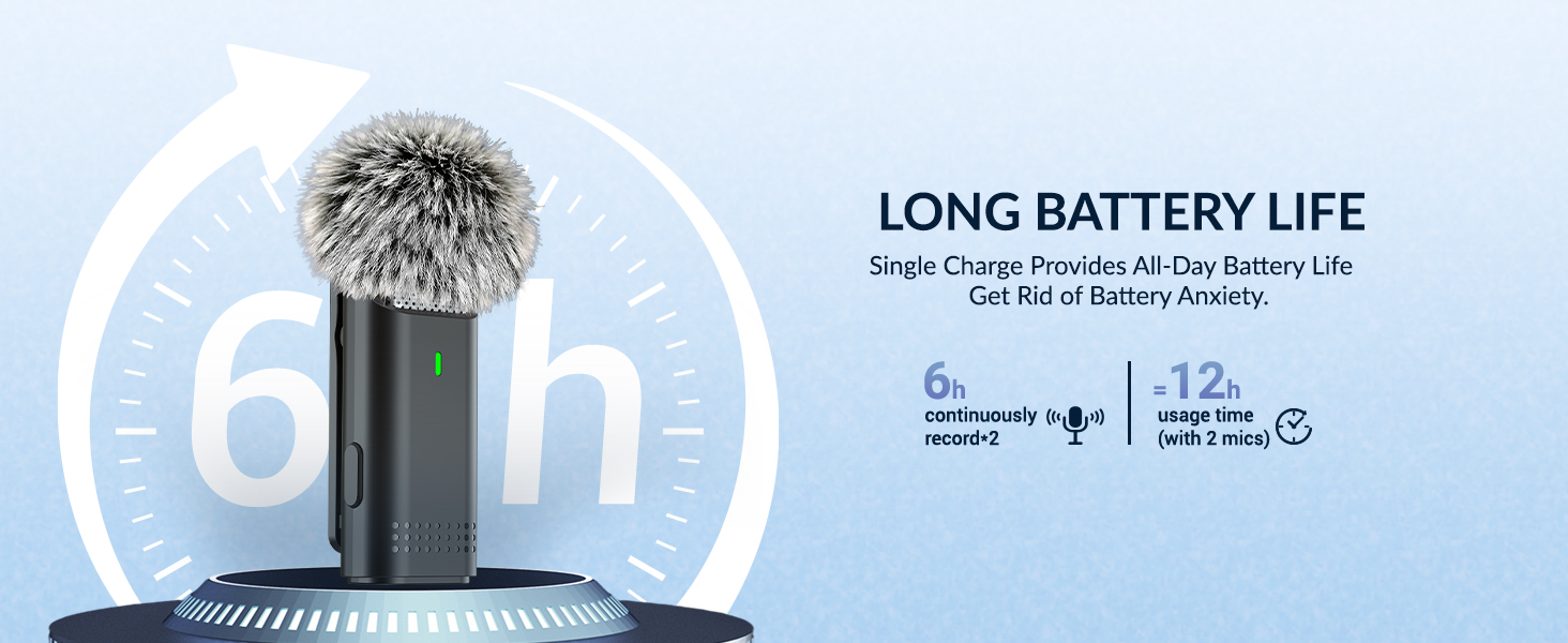 wireless mini microphone long battery