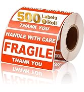3" x 5" Fragile Stickers for Shipping, Handle with Care Fragile Labels, Strong Adhesive for Movin...