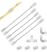 8mm Connectors for COB led Strip Lights 2 Pin,4pcs Transparent Gapless Connectors,4pcs Dual End a...