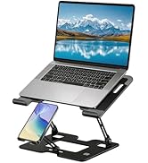 Novalunae Ergonomic Adjustable 2-in-1 Laptop Stand with Phone Holder, Laptop Riser for Desk, Comp...