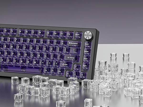 Purple Clear keycaps,Transparent keycaps,Jelly keycap Set,Shine Through key caps,MDA Profile