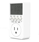 Outlet Timer, Digital Countdown Plug-in Timer Outlet, 7 Day Weekly Programmable 110V AC Power Out...