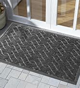 Yimobra Durable Front Door Mats, Heavy Duty Water Absorbent Mud Resistant Easy Clean Entry Outdoo...