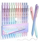 Drawdart Smooth Writing Pens, 12 Pcs No Bleed &amp; Smear, Black Ink Fine Point (0.5mm), Retractable ...