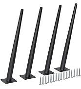 FIVEPEARS 4 PCS 16 Inch Heavy Duty Matte Black Metal Slant Angled Tapered Legs Set for Furniture,...