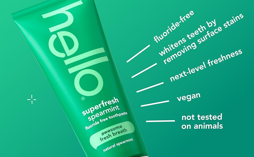 anticavity fluoride, tastes amazing, mind-blowing freshness, vegan, not tested on animals