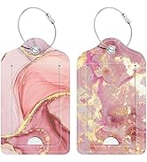 Hsxnam 2 Pack PU Leather Luggage Tags for Suitcase, Travel Cruise Luggage Tag with Privacy Flap, ...