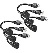 [6 Pack] Short 3 Prong Power Extension Cord - 6inch Black Mini Indoor Grounded Extension Cord,16A...