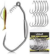 Dovesun 12PCS Weighted Swimbait Hooks Weighted Fishing Hooks for Saltwater Freshwater EWG Worm We...