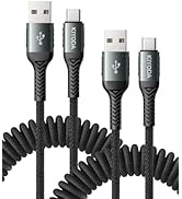 USB to USB C Cable [2Pack 3FT] Coiled USB C Cable Fast Charging 60W, USB A to USB C Cable for Car...