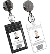 Heavy Duty Metal Retractable Badge Holder Reel with Belt Clip Key Ring, Waterproof Vertical Clear...