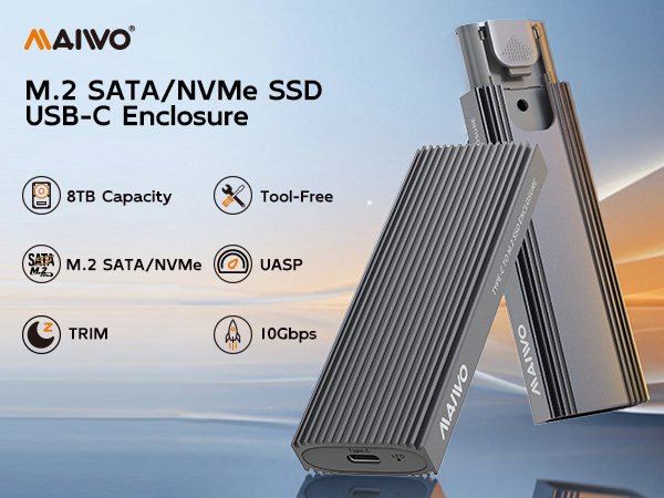 M.2 PCIe NVMe NGFF SATA SSD Enclosure USB 3.1 Gen2 Type-C 10Gbps Support M Key B+M Key