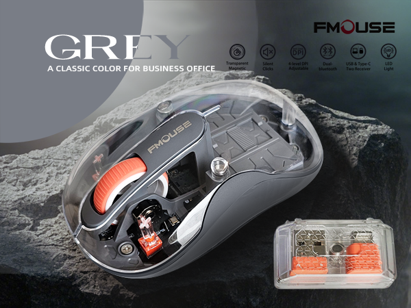  Tri-mode Dual Bluetooth Wireless Transparent Mouse