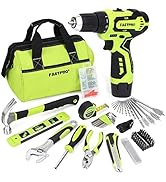 FASTPRO 175-Piece 12V Cordless Drill Set, Drill Driver and Home Tool Kit, House Repairing Tool wi...