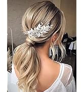 Latious Silver Bride Wedding Hair Comb Crystal Bridal Side Comb Leaf Hair Piece Rhinestone Hair A...
