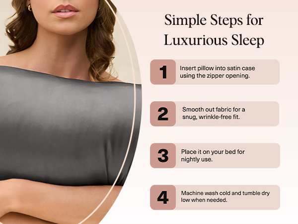 Kitsch Satin Pillowcase Standard Charcoal 2pcs