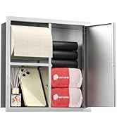 Bernkot in Wall Toilet Paper Holder with Door, Dual Toilet Roll Cabinet for Bathroom, 304 Stainle...