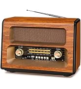 PRUNUS J-199 Large Vintage Radio Bluetooth, AM FM Radio Shortwave, 15W Crystal Speaker, Support A...